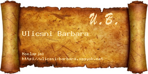 Ulicsni Barbara névjegykártya